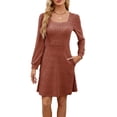 thumbnail image 2 of Chandails pour Femmes Couleur Unie Manches Longues Robe Fermée Décontractée Tailles : P-2TG, 2 of 9
