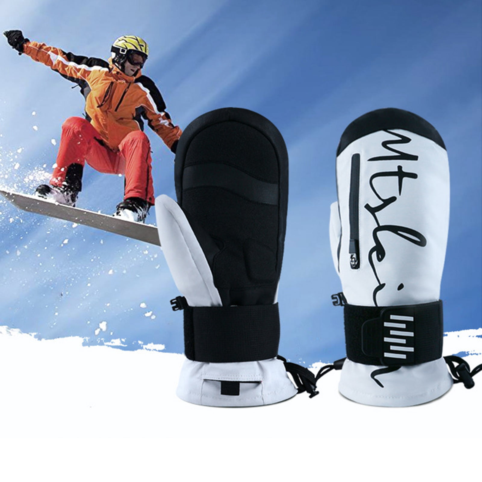 Eoperou Ski Gloves with Built-in Wrist Guards: EVA Shock Absorber Winter Gloves Waterproof Snowboard Gloves