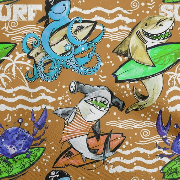 oneOone Cotton Poplin Dark Mustard Fabric Ocean Life Craft Projects Decor Fabric Printed By The Yard 42 Inch Wide