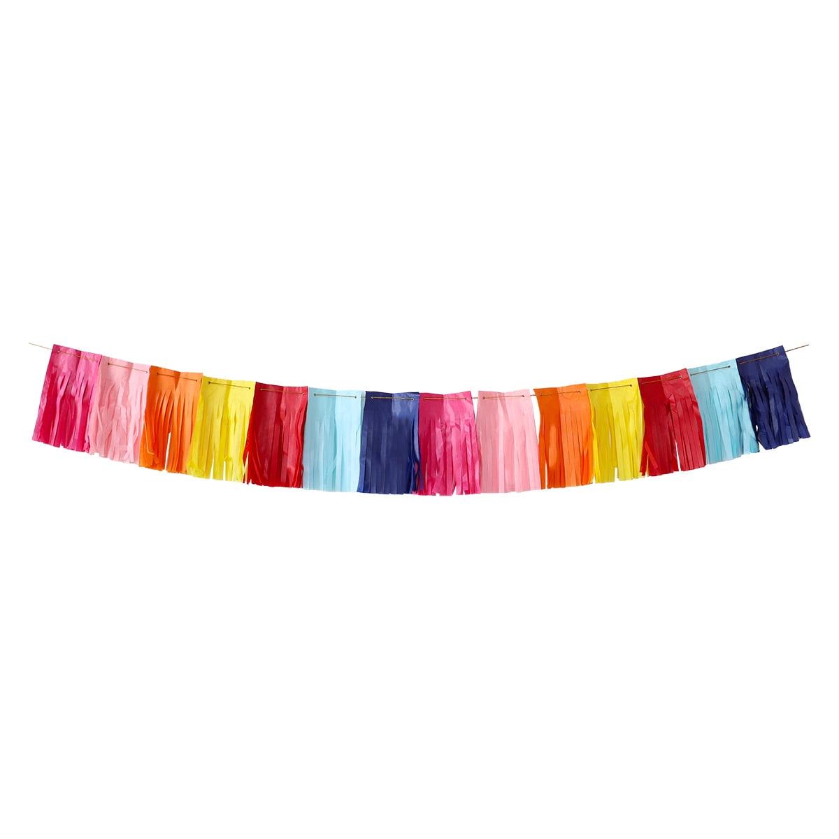 Packed Party Gold Happy Birthday Banner and Multicolor Fringe Background
