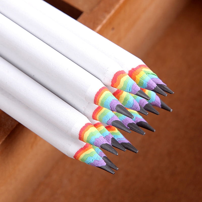 1Pcs Wooden Pencils Environmental Rainbow Paper Writing Supplies Student Stationery Pencils Colorful Neon Pencils For School Office Supplies and Classroom Rewards