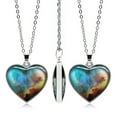 thumbnail image 1 of DPTALR Solar System Galaxy Double Sided Necklace Universe Heart Pendant Necklace, 1 of 5
