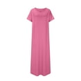 thumbnail image 4 of Hot Days, Bold Styles SMihono Women's Short Sleeve Beach Vocation Dresses Solid Color Casual Loose Flowy Maxi Dress 2025 Summer Dress Pink S, 4 of 6