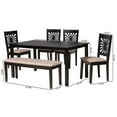 thumbnail image 3 of Baxton Studio Olympia Beige Fabric and Espresso Brown Wood 6-Piece Dining Set, 3 of 24