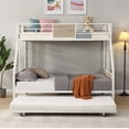 thumbnail image 6 of Twin Over FULL Metal Bunk Bed + Trundle - 2 Side Ladder & Full Guardrail, No Box Needed, 11 Inches Under Bed Storage, Easy to Assemble, 6 of 12