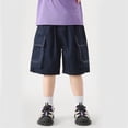 thumbnail image 5 of SJLDQY Boys Fashion Cargo Shorts Summer Lightweight Baggy Pants Solid Color Casual Loose Shorts for Boys, 5 of 7