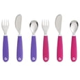 thumbnail image 1 of Munchkin Splash Toddler Tenedor, juego de cuchillo y cuchara, paquete de 6, rosa / púrpura, 1 of 3