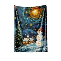 WEGFTDUOP Christmas Snowman Print Double-sided Blanket Comfortable And Soft Flannel Blanket Merry Christmas Blanket Suitable For Bedroom Sofa Christmas Decoration Blankets And Throws, Bed Blankets