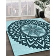 thumbnail image 3 of Ahgly Company Machine Washable Indoor Rectangle Transitional Medium Teal Green Area Rugs, 7' x 9', 3 of 7