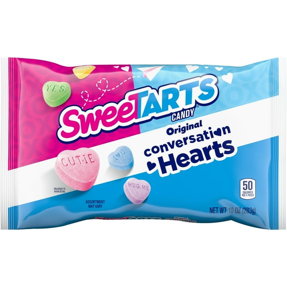 SweeTARTS Valentines Day Candy Conversation Hearts, 10 oz Bag