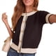 thumbnail image 3 of Cárdigan de Corta para Mujer, Cuello Redondo, Botones, Top de Punto Corto Negro XS, 3 of 7