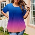 thumbnail image 5 of RYRJJ Womens Plus Size Tops Short Sleeve Blouses Dressy Casual Summer Pleated Front Crewneck T Shirts Gradient Tie Dye Tees(Dark Blue,3XL), 5 of 9