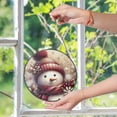 thumbnail image 6 of Burgundy And Gold Winter Snowman Scene Stained Glass Suncatcher Winter Wonderland Ornament, 6 of 8