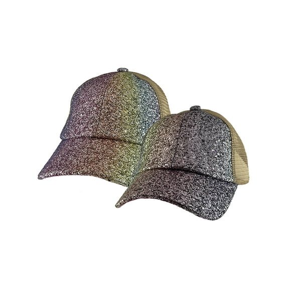 Top Headwear Mother/Daughter Ponytail Ponycap Trucker Hat Combo - Mermaid