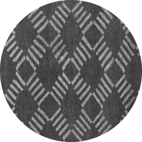 Ahgly Company Machine Washable Indoor Round Abstract Gray Modern Area Rugs, 5' Round