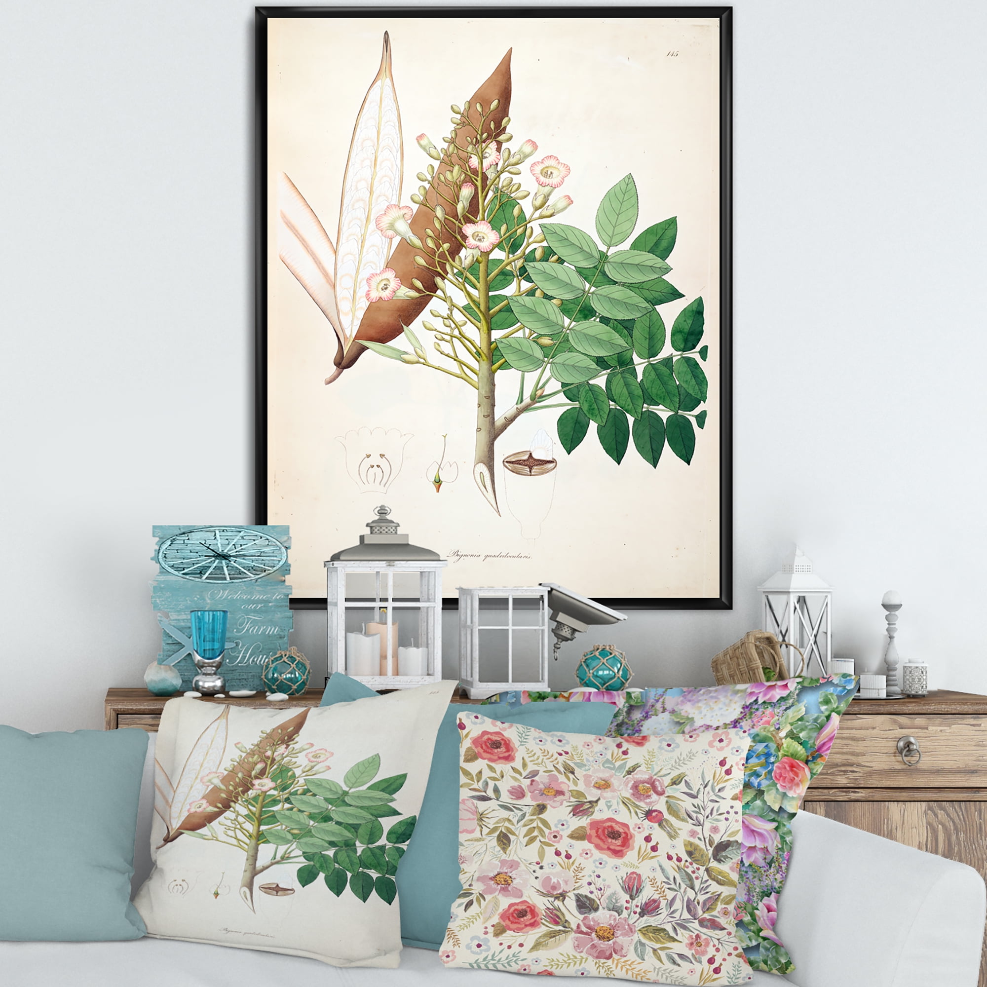 Designart 'Ancient Botanicals IX' Farmhouse Framed Canvas Wall Art Print