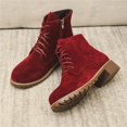 thumbnail image 5 of Willtoo Womens Ankle Boots Round Toe Lace‑Up Combat Booties with Side Zipper Low Block Heel Casual Short Boots for Daily Wear, 5 of 5