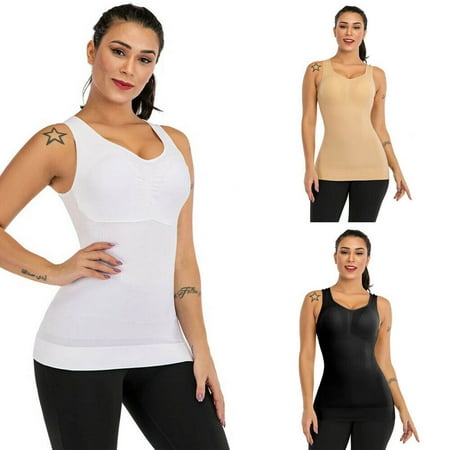 

Women s Shapewear Tank Tops Tummy Control Undershirt Camisole Long Length Seamless Cami Body Shaper Vest