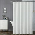 thumbnail image 1 of Cortina de ducha impermeable de poliéster blanco - Tela de baño de hotel de 70x70 pulgadas con 12 ganchos • Impermeable y de secado rápido • Alta densidad 180x180 cm, 1 of 6