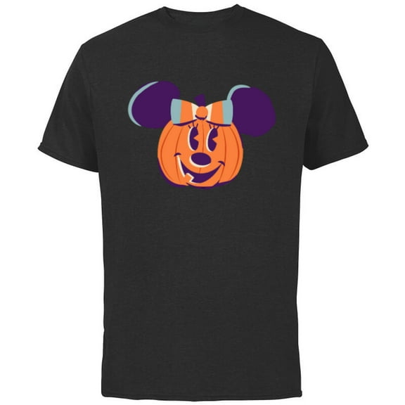 Disney Minnie Mouse Jack-o’-Lantern Halloween - Short Sleeve Cotton T-Shirt for Adults - Customized-Black