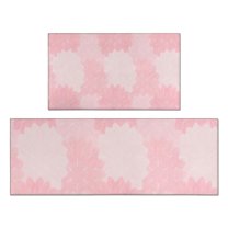 Pink Floral and Petal Pattern Kitchen Rugs Sets Of 2,Anti Fatigue Kitchen Mat Rugs Non Slip Washable,Decorative Kitchen Floor Mats for Kitchen,Sink,Laundry,17"x30" 17"x47"