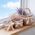 thumbnail image 5 of Hand-Woven Rattan Basket with Handle & Lace Bow - Decorative Wicker Flower Basket for Weddings, Picnics, and Home Storage, Rustic Multi-Purpose Favor and Garden Decor, 5 of 7