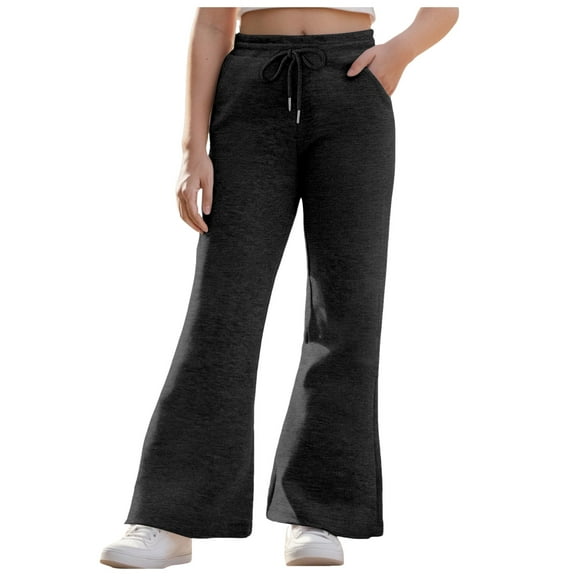 Kogui Toddler Sweatpants Girls Baggy Sweatpants Wide Leg Joggers High Waist Sport Athletic Pants Straight Leg Bottoms Size 2T 3T (Black,2-3 Years)