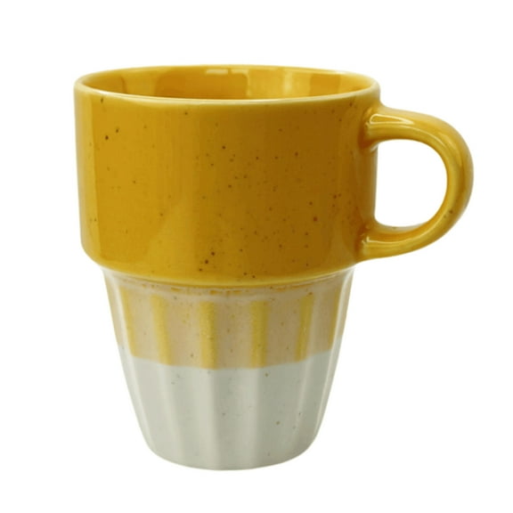 10oz Ceramic Coffee Mug for Office and Home,Hand Painted with Handles,Dishwasher Microwave Safe,Best Gifts for Women and Men (Yellow)