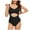 Black, variant on Mefallenssiah Women'S Swimsuits Women'S Halterneck Strappy Back-Beautiful Pleated Belly Cover Slim Swimsuit