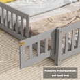 thumbnail image 4 of Bellemave Full Size Floor Bed with House-shaped Headboard and Fence Full Wood Floor Bed Frame with Guardrails and Door Montessori House Bed, Gray, 4 of 12