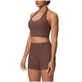 thumbnail image 2 of Gamivast Gym Sets for Women 2 Piece Halter Neck Crop Top & Shorts Workout Outfits High Waist Yoga Activewear Running Sports Fitness Matching Suits, 2 of 5