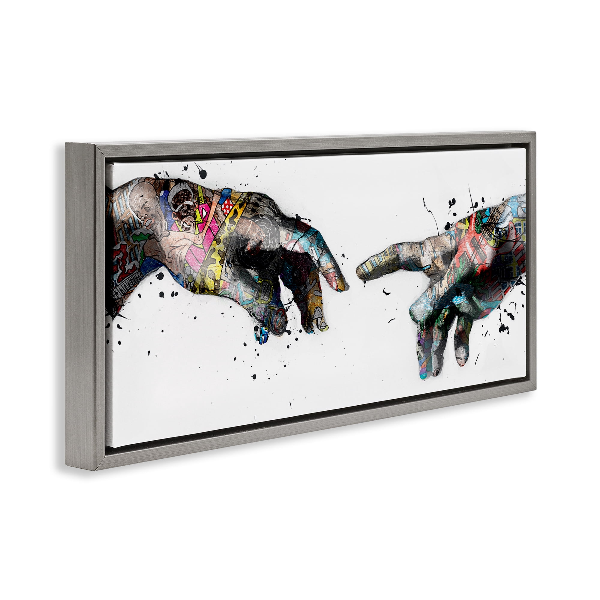 Stupell Industries Classic Creation with Urban Tattoos People Painting Gray Floater Framed Canvas Art Print Wall Art, 31 x 14