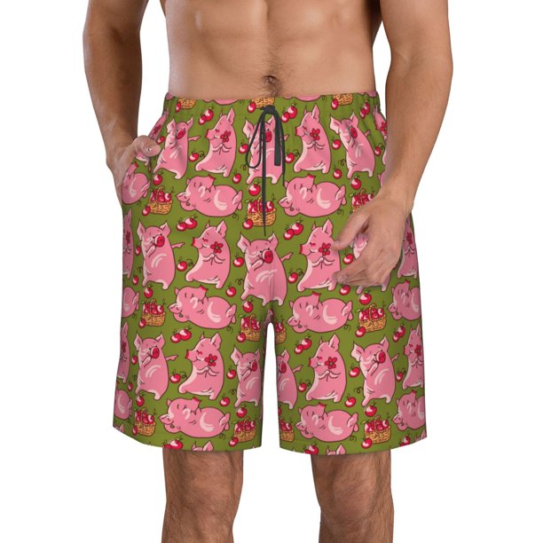Fotbe Cartoon Pigs Trajes de Baño Estampados para Hombre, Shorts de Verano de Secado Rápido, Ropa de Playa, Bañadores-X-Large