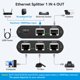 thumbnail image 2 of Divisor LAN RJ45 de 1 A 4 Puertos, Conmutador de Red de Aluminio de 1000 Mbps, Conmutador Ethernet Gigabit con Cable de Alimentación USB-C., 2 of 5