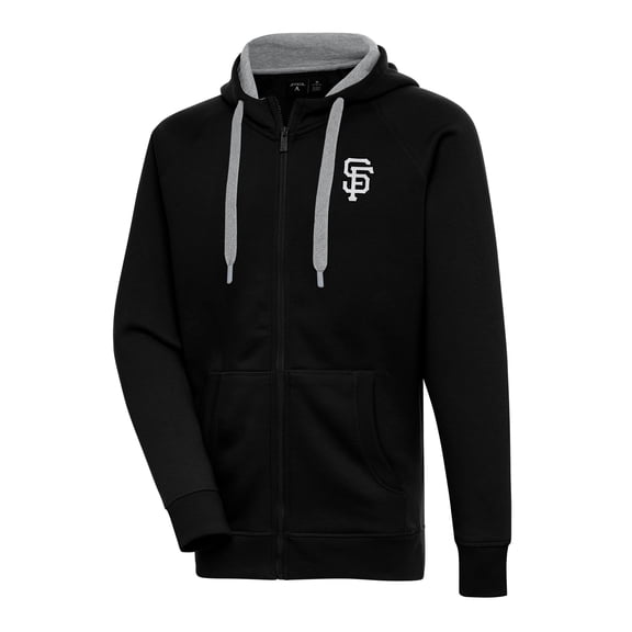 Men's Antigua Black San Francisco Giants Metallic Victory Full-Zip Hoodie