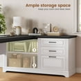thumbnail image 6 of L Shaped Farmhouse Desk, 61" Computer Desk with Storgae, Home Office Desk with Drawers and Shelves, Wood Computer Desk with Power Outlets, Corner Desk with Large Desktop, White, 6 of 7