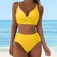 thumbnail image 2 of Wioihee Women High Waisted Bikini Sets Two Piece Swimsuit Push Up Twist Front Ruched Bathing Suit Yellow 6(M), 2 of 5