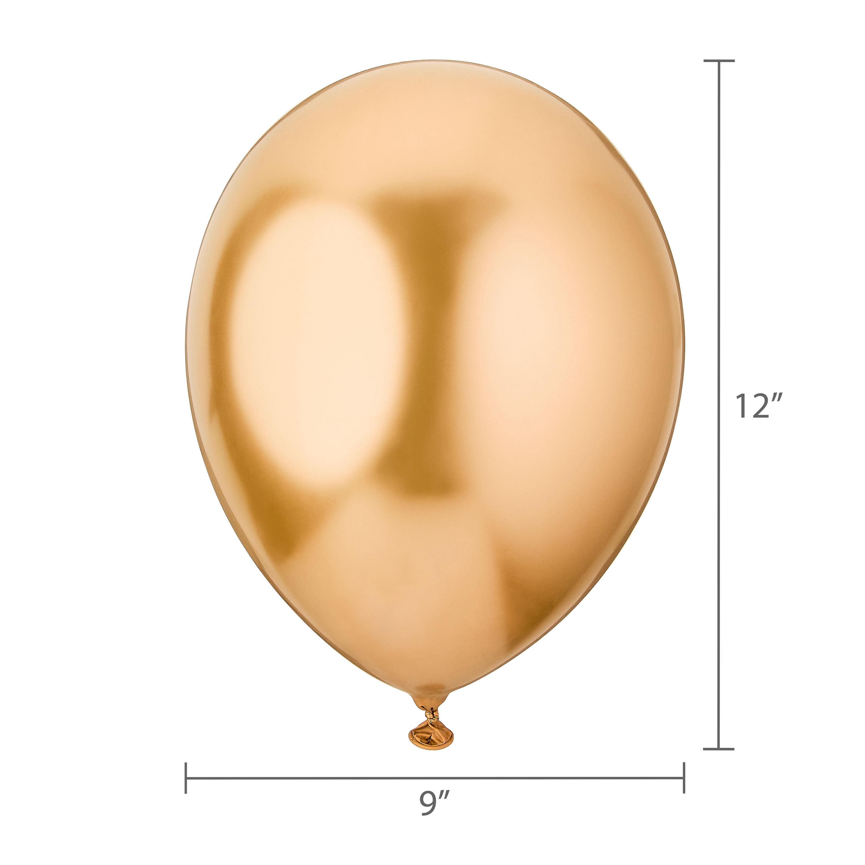 12" Gold Metallic Latex Balloons with Chrome Effect, 5 Pieces, by Way To Celebrate