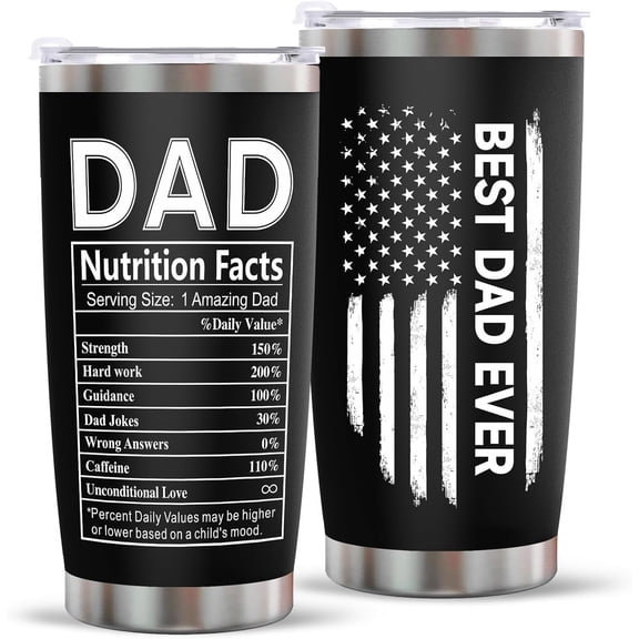 Fathers Day Dad Gifts for Men- 20Oz Stainless Steel Tumbler Indoor Outdoor Work Essentials Leakproof Camping Gym Office Cup with Lid and Straw Birthday Gifts for Him Stepdad Husband Dad Uncle