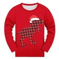 thumbnail image 3 of GBSYEWXS Christmas Knitted Size 4-5 Years Long Sleeve Daily Wear Sweatshirt Pants Dinosaur Print Crew Neck Red Outfits Sets, 3 of 8