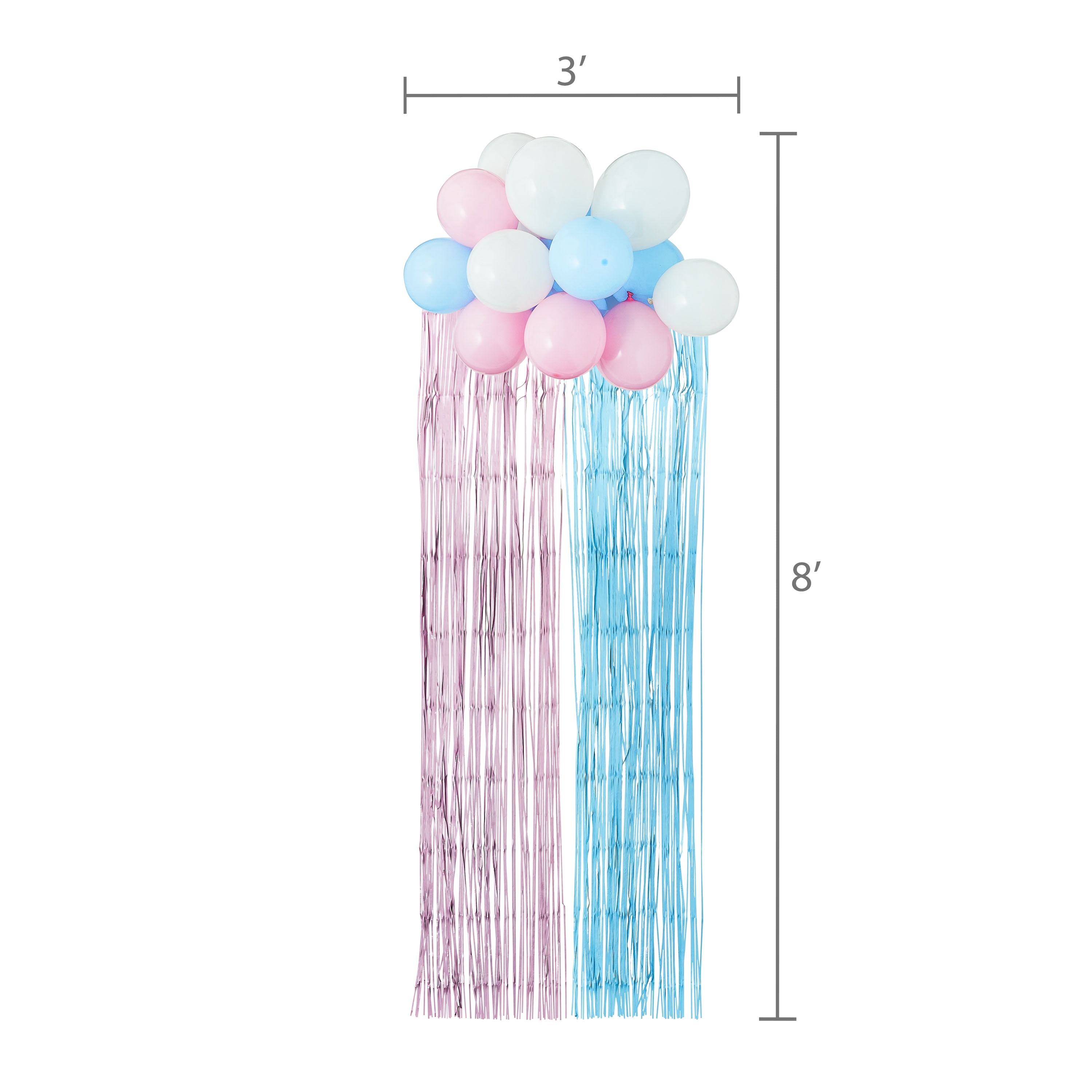 Pink/Blue Baby Shower Latex Balloon Door Fringe Decoration, 35" x 95", 17 Pieces, by Way To Celebrate