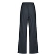 thumbnail image 5 of Drawstring Elastic Waist Casual Wide Leg Trousers with Pockets for Womens Cotton Linen Palazzo Pants, 5 of 9