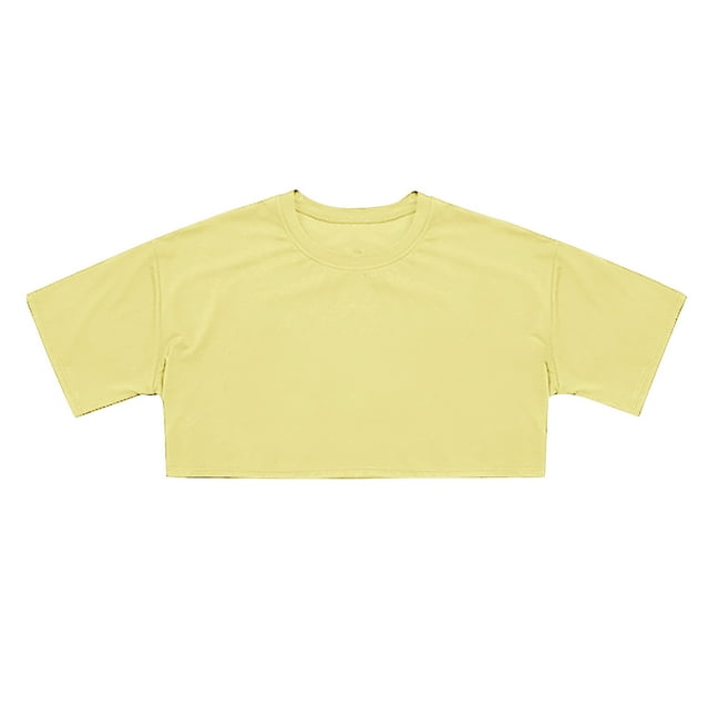 Crop Tops For Girls Short Sleeve Shirt Girls Summer Tops Neck Slim Fit Tops Basic Tee