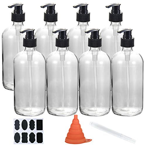 Download Glass Pump Bottles Ruckae 16 Ounce 8 Set Clear Pump Bottle For Soap Dispenser Empty Pump Bottle For Shampoo Body Wash Hand Soap Lotion And More Walmart Com Walmart Com