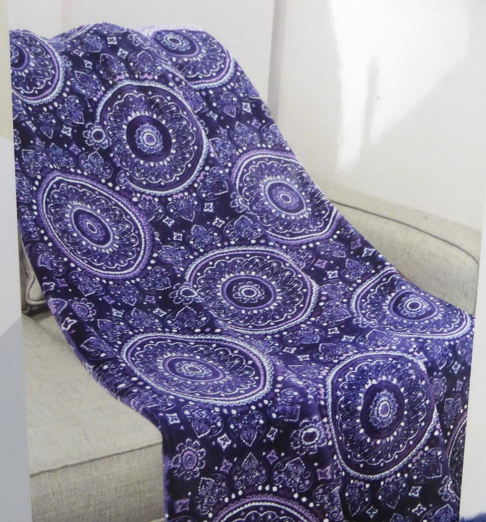 Life Comfort Throw Blanket Purple Geometrics Urban Plush 60 X 70