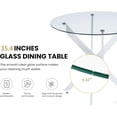 thumbnail image 5 of 36'' Round Dining Table for 2-4, Round Dining Room Table for Small Space, Silver Glass Kitchen Table for 4, X-Shape White Metal Legs, 5 of 14