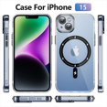 thumbnail image 2 of Bemz Magnetic Case for iPhone 15 with Camera Lens Protection (Compatible with MagSafe) Shockproof Reinforced Air Corner Transparent Cover, Tempered Glass Screen Protector (Black), 2 of 8
