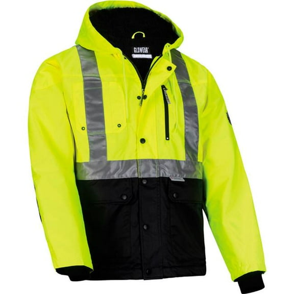 GloWear 8275 Class 2 Heavy-Duty Hi-Vis Workwear Sherpa Jacket, 4X-Large, Lime