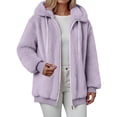 thumbnail image 4 of adviicd Women's Sherpa Fleece Hooded Jacket Zip Up Fuzzy Sweatshirts Fall Winter Warm Soft Cozy Clothes (Light Purple, 4XL), 4 of 6