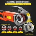 thumbnail image 3 of VEVOR Electric Pipe Threader, 2300W Pipe Threading Machine, Heavy-duty Hand-held Power Drive Kit, 110V Pipe Threader Machine Copper Motor, Portable Pipe Threader w/ 4 Dies 1/2"-1 1/4" & Carrying Case, 3 of 9